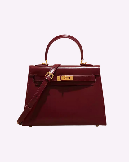 Mini bolso de piel burdeos elegante