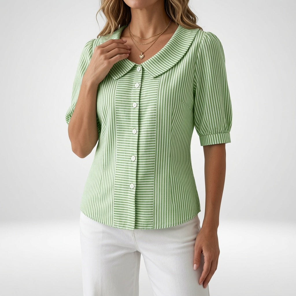 Zélie™ — Blusa de Mangas Abullonadas a Rayas