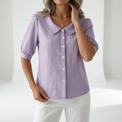 Zélie™ — Blusa de Mangas Abullonadas a Rayas