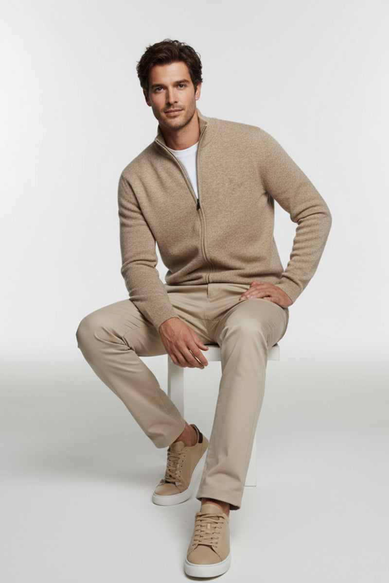 Raniero – Jersey Hombre con Cremallera Beis Elegante