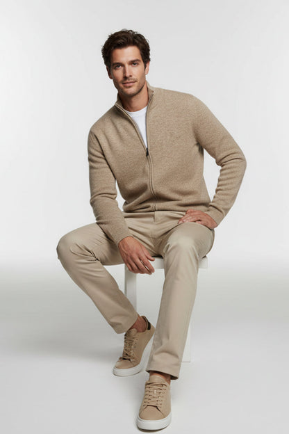 Raniero – Jersey Hombre con Cremallera Beis Elegante