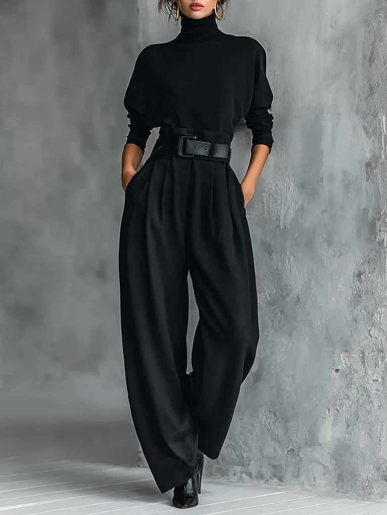 Conjunto de cuello alto y pantalón recto Cyrielle