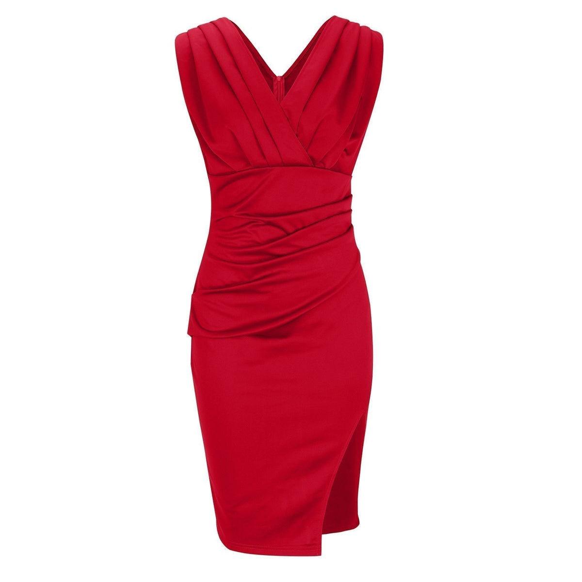 Vestido elegante drapeado que estiliza la silueta