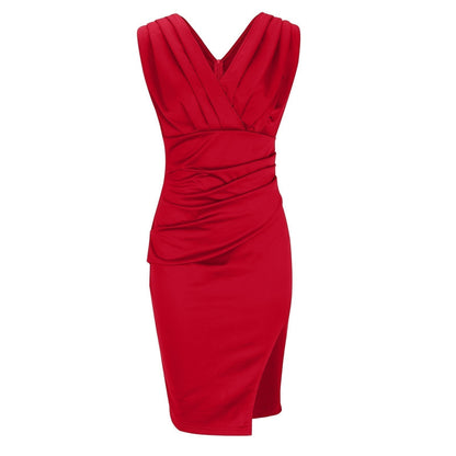 Vestido elegante drapeado que estiliza la silueta