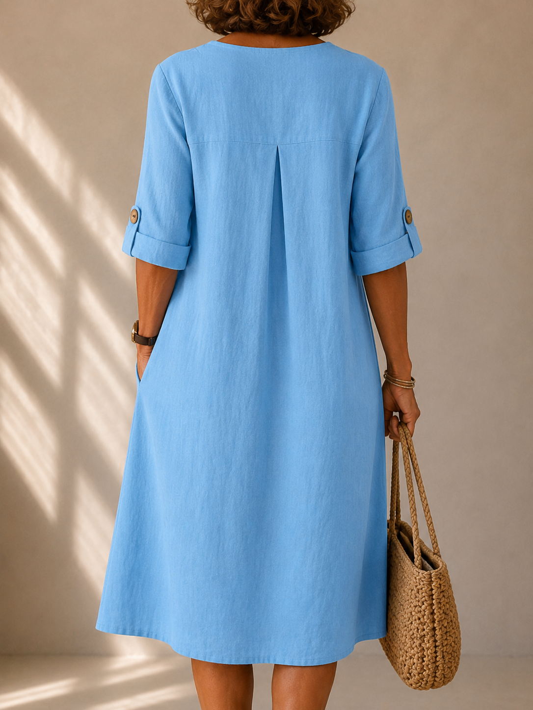 | Robe Botonnée Manches Ajustables Marie