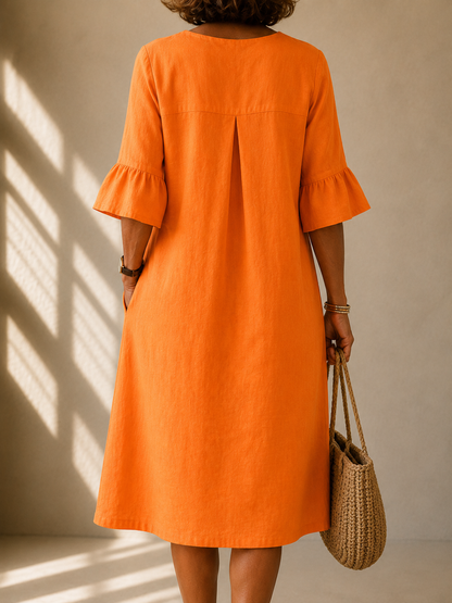 | Robe Botonnée Col V Mathilde