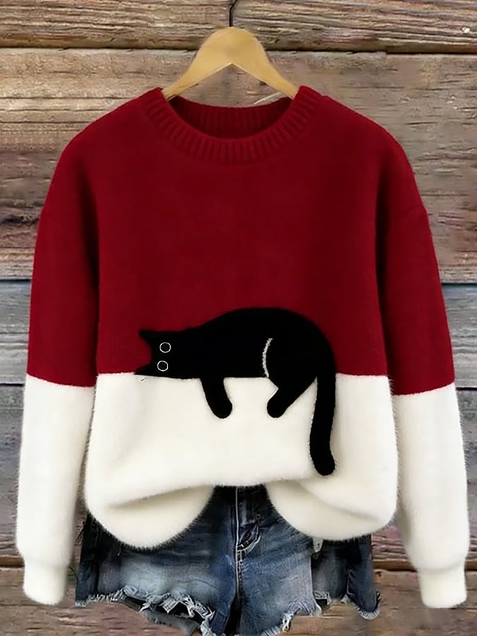Tarcisio - Sudadera Mujer con Estampado de Gato