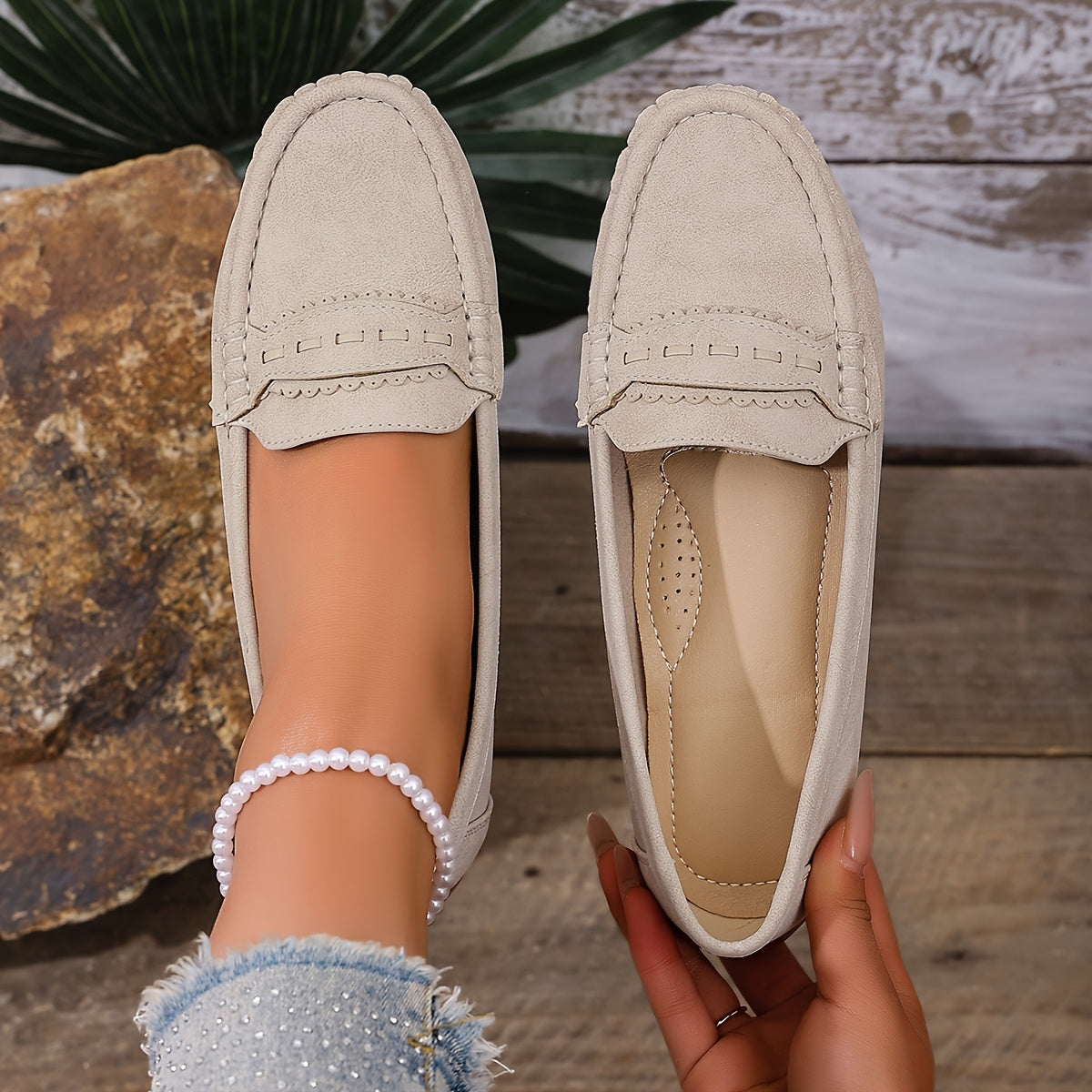 | Mocasines de Efecto Ante Festoneados Marie