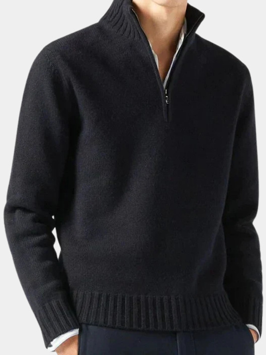 Jersey de cuello alto de lana con cremallera para hombre