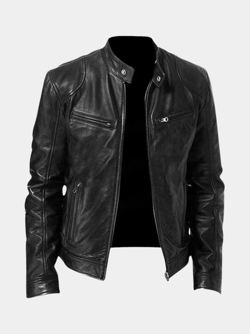 | VESTE EN CUIR HAUT DE GAMME ÉLÉGANTE POUR HOMME