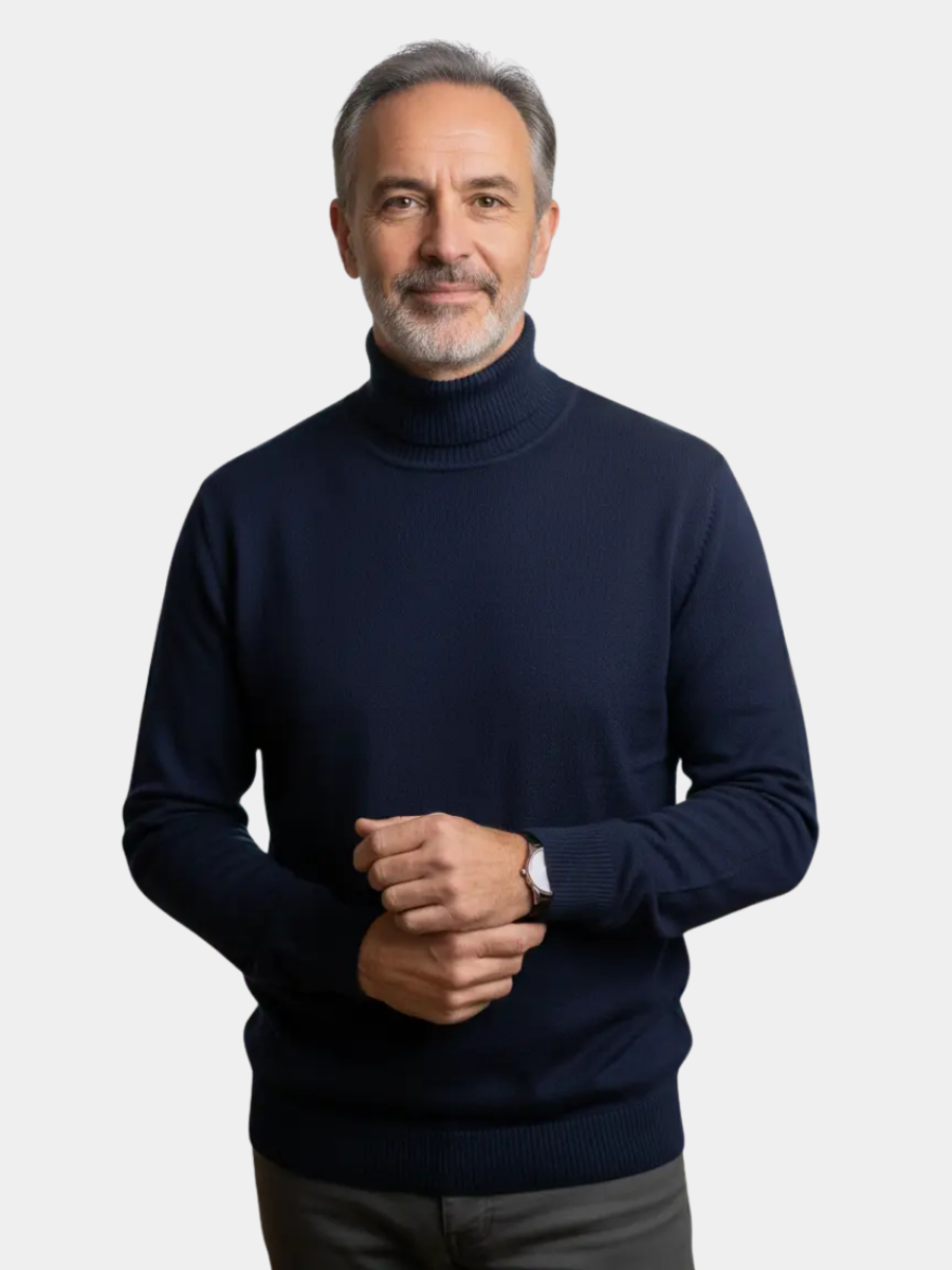 | PULL EN MAILLE À COL ROULÉ POUR HOMME