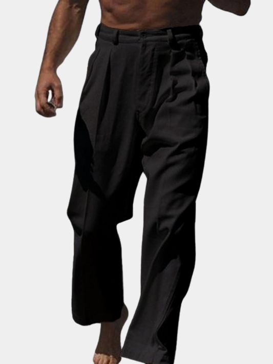 | THEO PANTALONS EN LIN À JAMBES LARGES