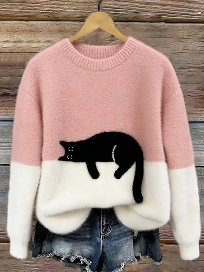 Tarcisio - Sudadera Mujer con Estampado de Gato
