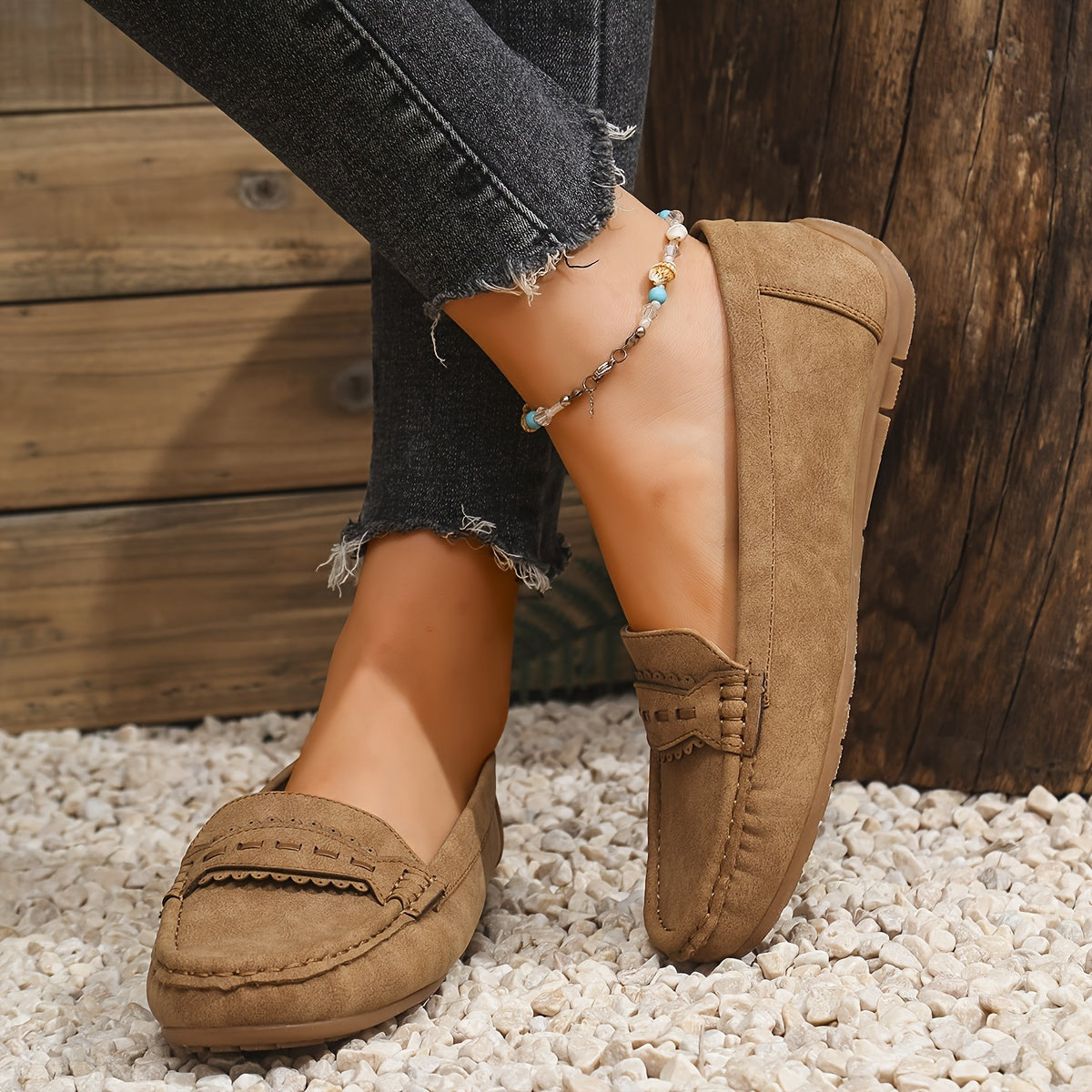 | Mocasines de Efecto Ante Festoneados Marie