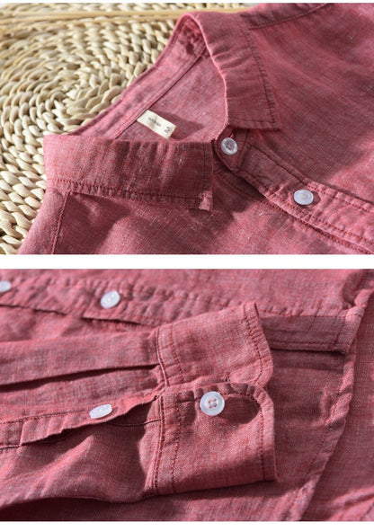 Camisa de Lino de Manga Larga Lisa Antonios