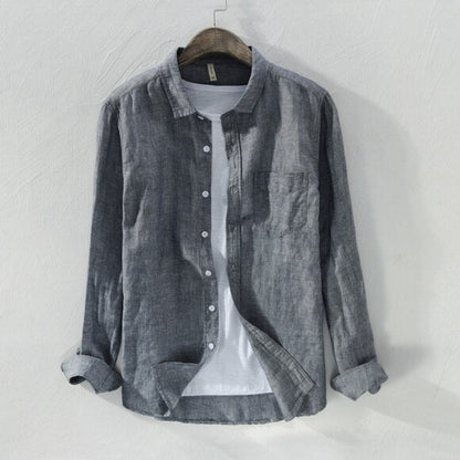 Camisa de Lino de Manga Larga Lisa Antonios