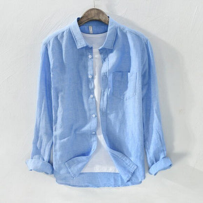 Camisa de Lino de Manga Larga Lisa Antonios