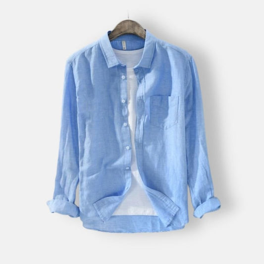 Camisa de Lino de Manga Larga Lisa Antonios