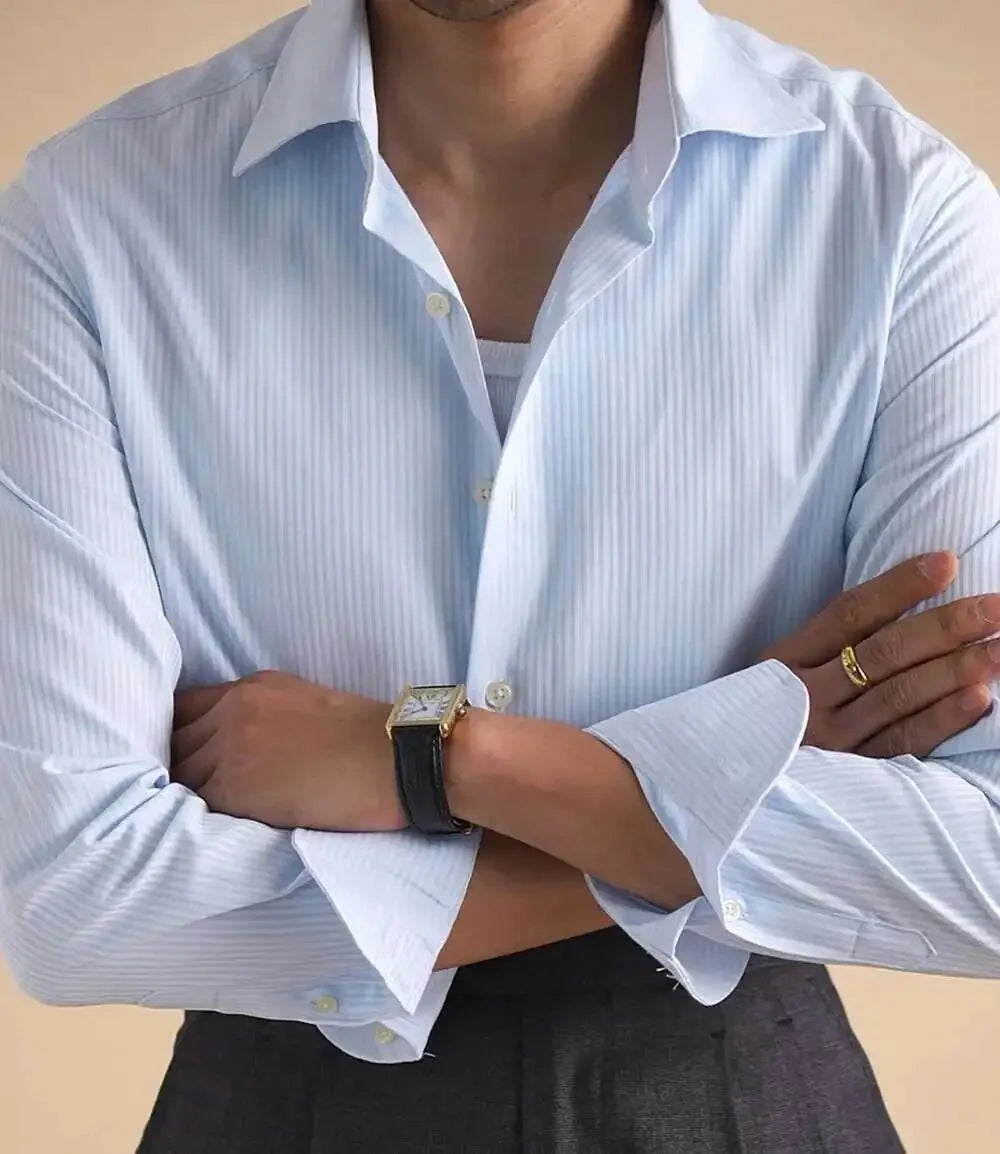 Camisa de Negocios Lisa de Algodón Antonios