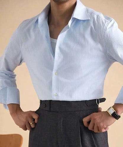 Camisa de Negocios Lisa de Algodón Antonios
