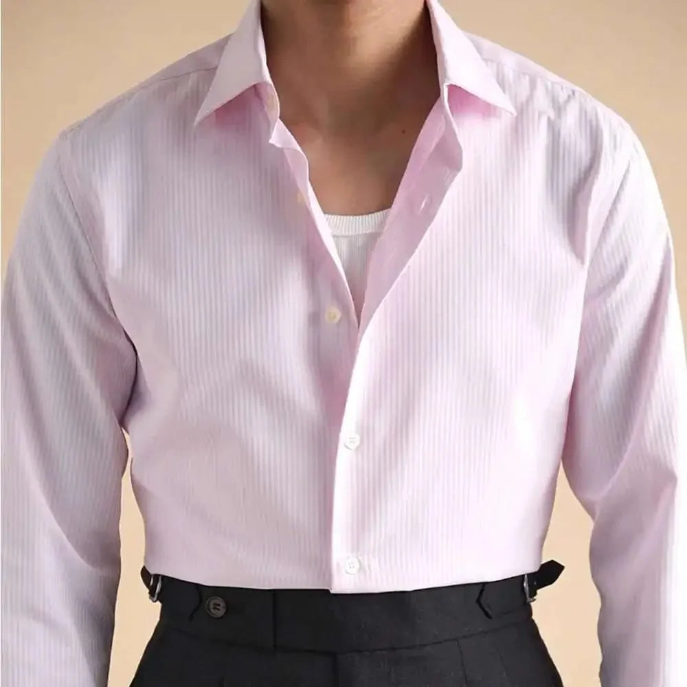 Camisa de Negocios Lisa de Algodón Antonios