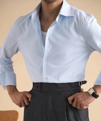 Camisa de Negocios Lisa de Algodón Antonios
