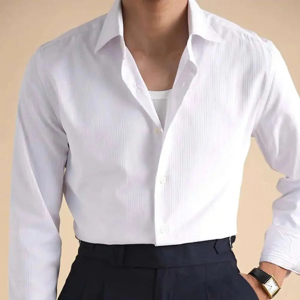 Camisa de Negocios Lisa de Algodón Antonios