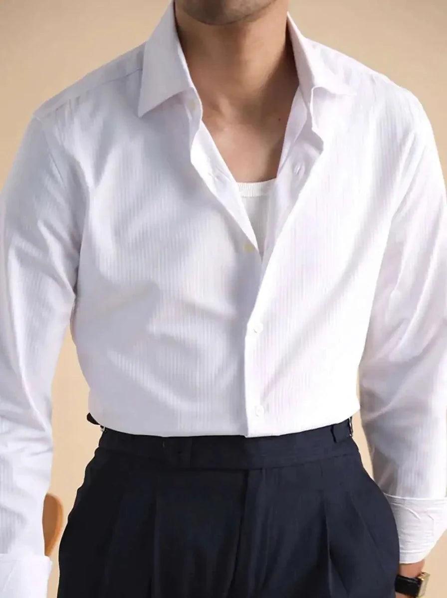 Camisa de Negocios Lisa de Algodón Antonios