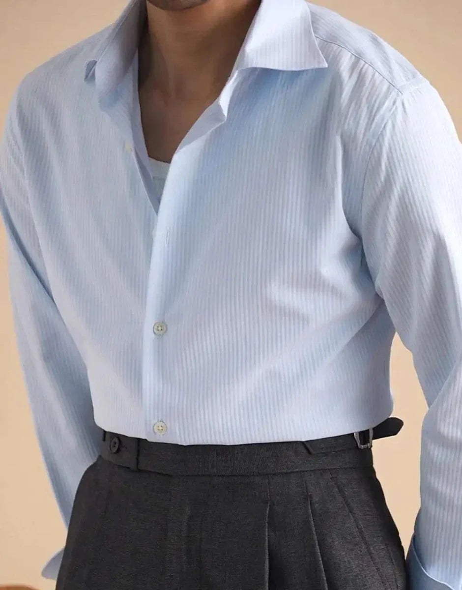 Camisa de Negocios Lisa de Algodón Antonios