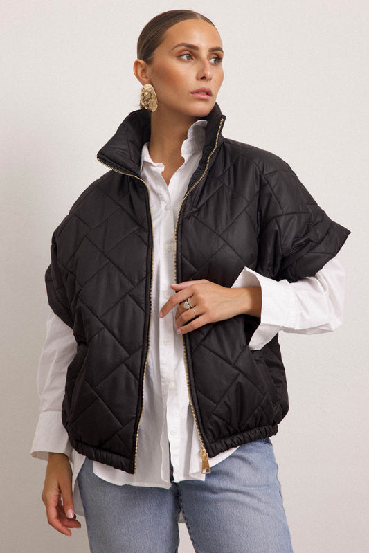 Robina – Jersey Cuello Alto Manga Corta Negro