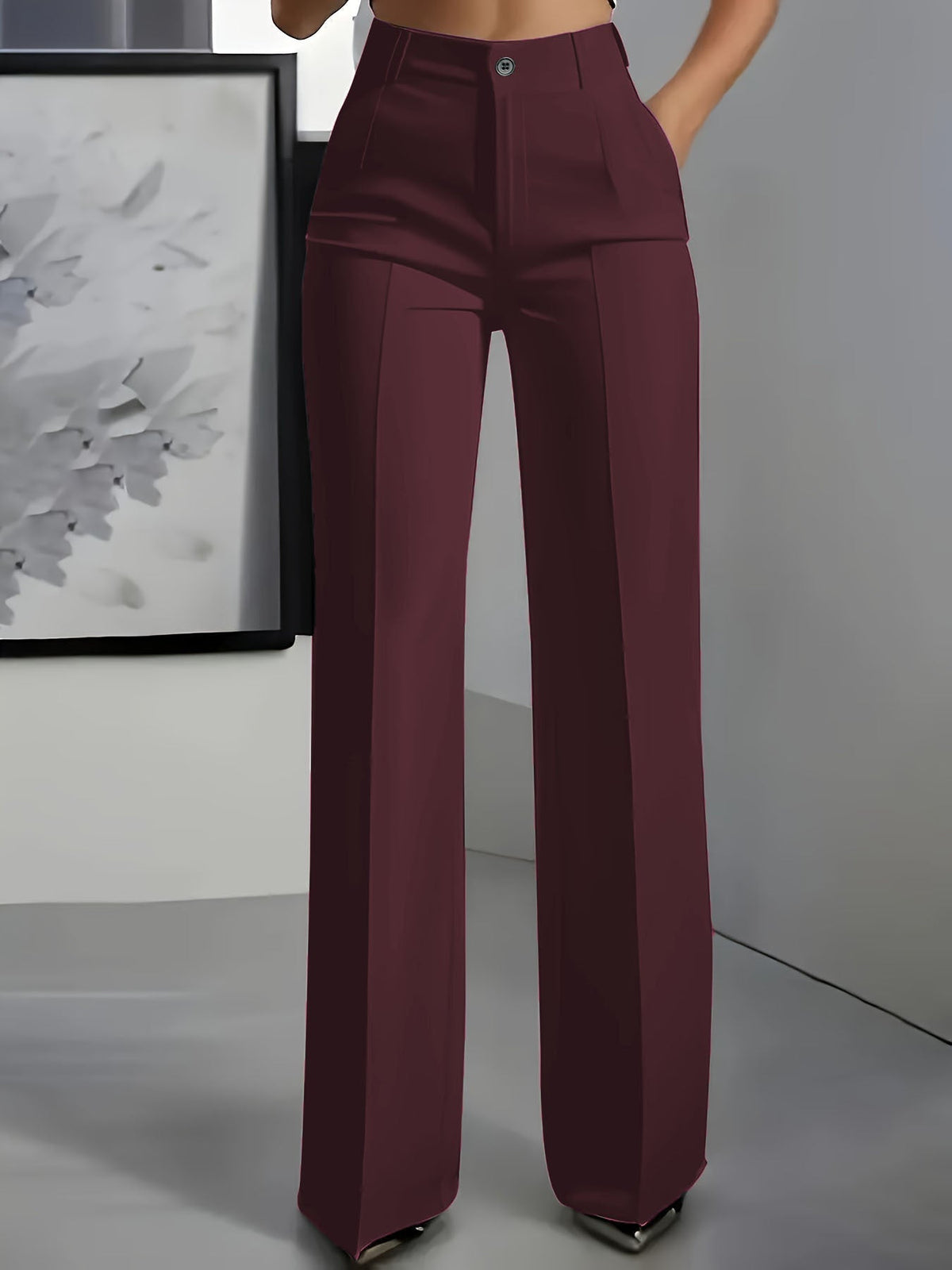 Ilyra – Pantalones de tiro alto en tejido elástico