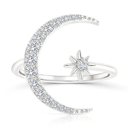 ANILLO DE PLATA LUNA Y ESTRELLA