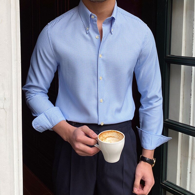Camisa Británica Azul de Cuadros