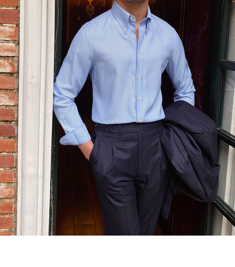 Camisa Británica Azul de Cuadros