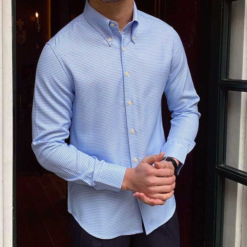 Camisa Británica Azul de Cuadros