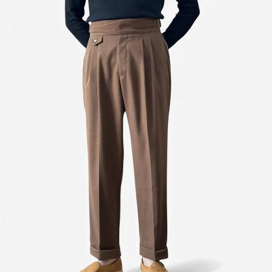 Pantalones Old Money de Tiro Alto Estilo Británico