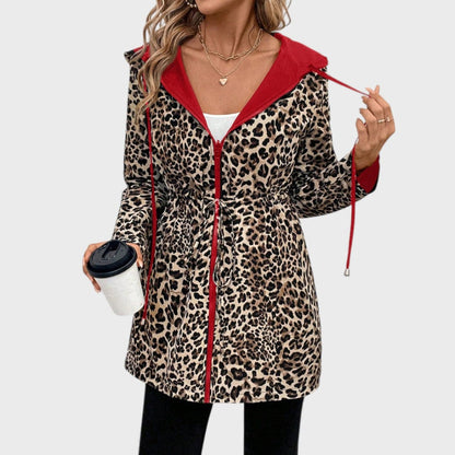 Leo - Abrigo reversible con capucha y estampado de leopardo