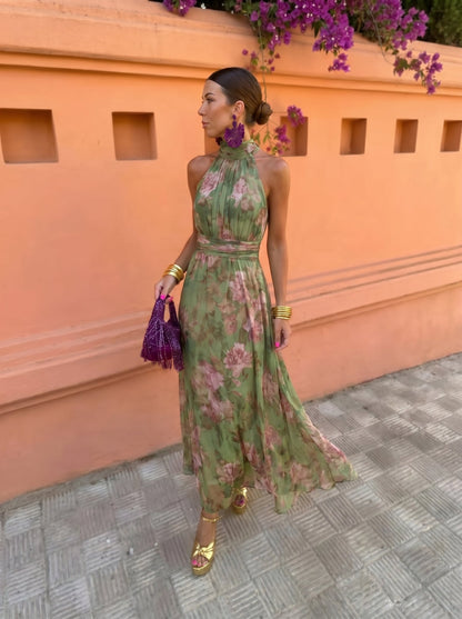 | Robe Longue Fleurie Encuellore Plongeante Sandrine