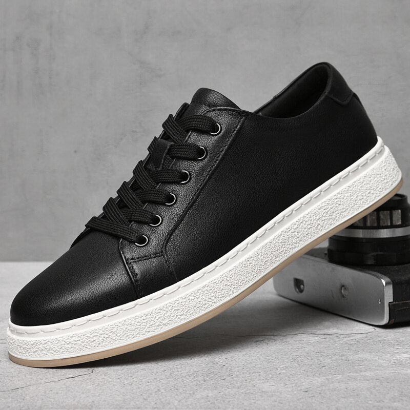 Zapatos Casuales de Cuero Genuino con Cordones