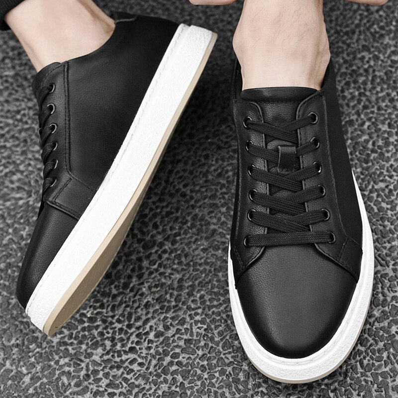 Zapatos Casuales de Cuero Genuino con Cordones