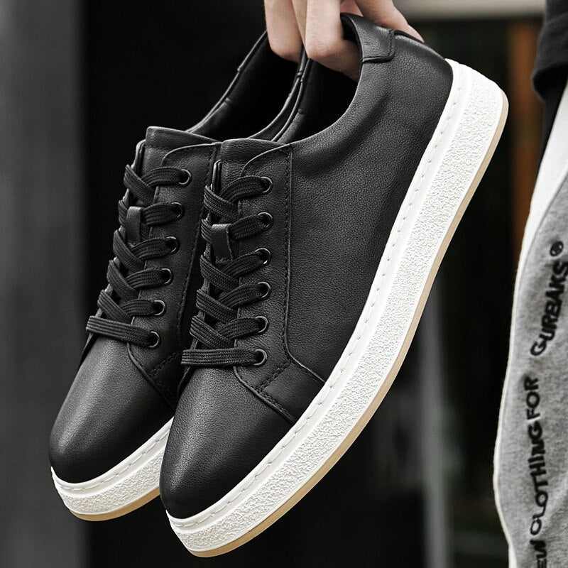 Zapatos Casuales de Cuero Genuino con Cordones