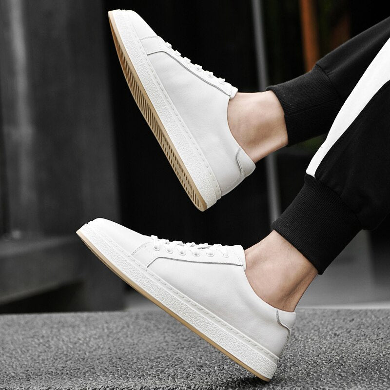 Zapatos Casuales de Cuero Genuino con Cordones