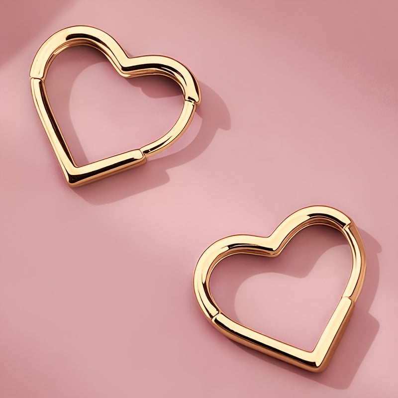 Pendientes Corazón Dorado de Acero Inoxidable