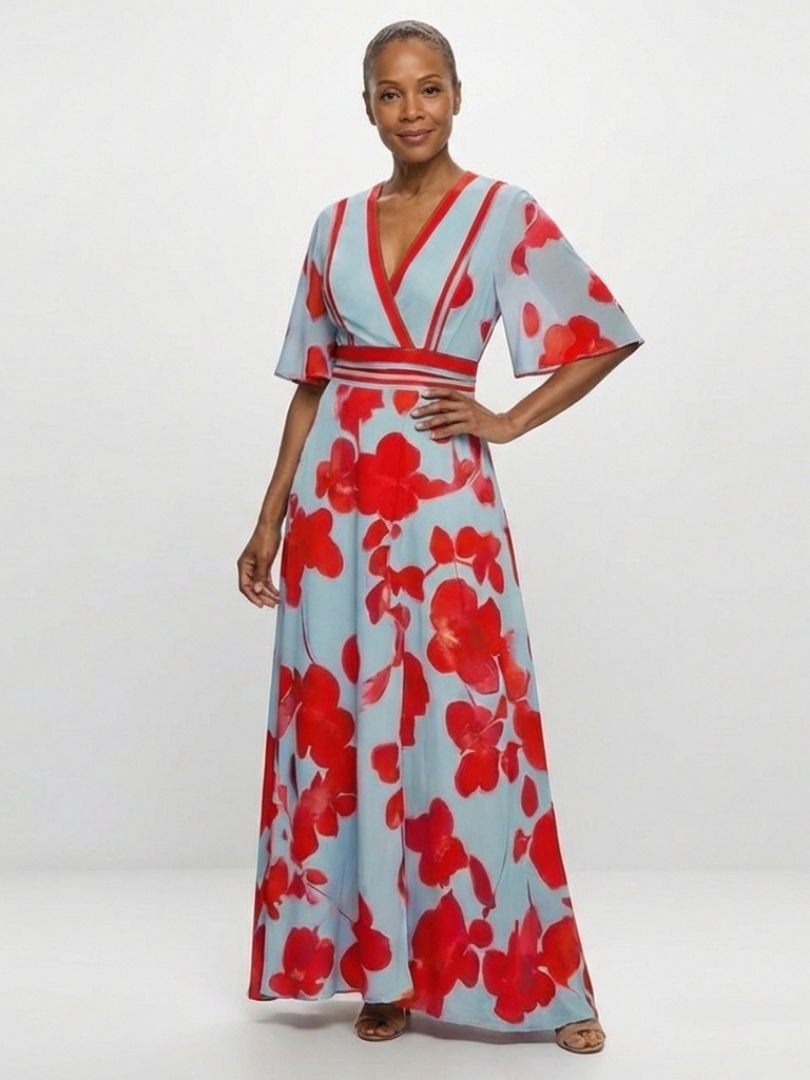 | Robe Maxi Fleurie a Manches Corinne