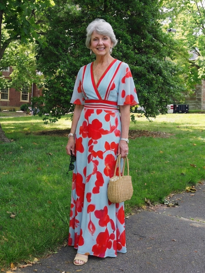 | Robe Maxi Fleurie a Manches Corinne