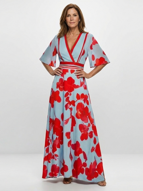 | Robe Maxi Fleurie a Manches Corinne