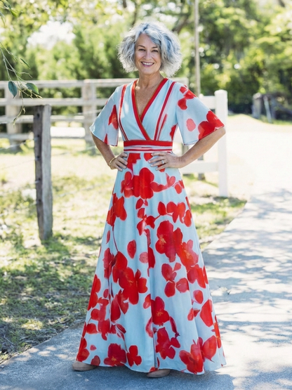 | Robe Maxi Fleurie a Manches Corinne