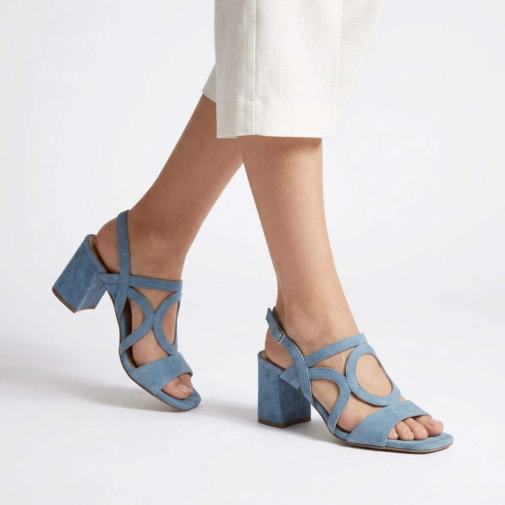 Urbéline™ — Sandalia Talón Bloque Slingback Calados Hebilla