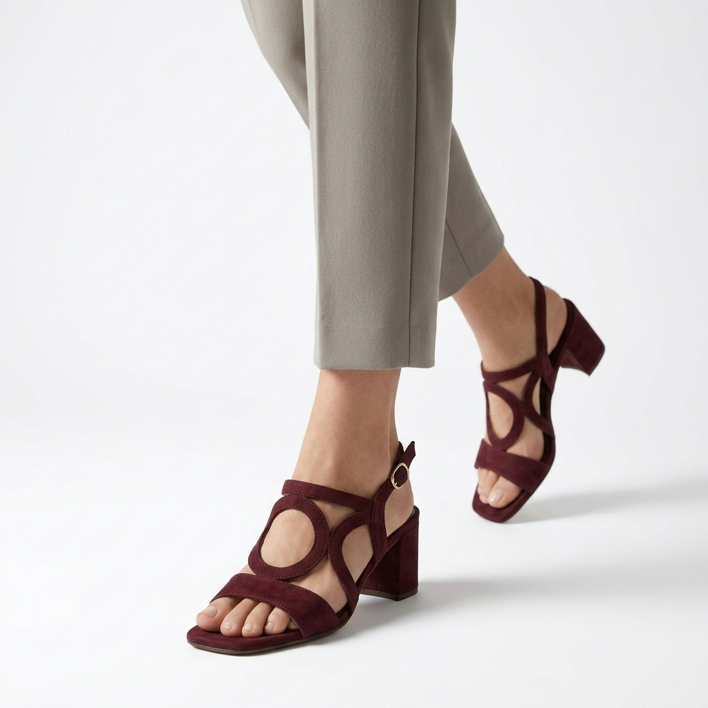 Urbéline™ — Sandalia Talón Bloque Slingback Calados Hebilla