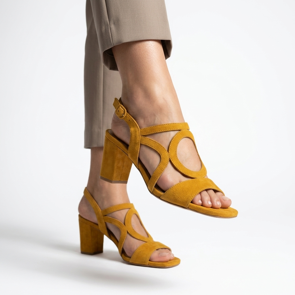 Urbéline™ — Sandalia Talón Bloque Slingback Calados Hebilla
